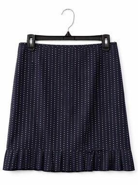 LOFT Ann Taylor Polka Dot Ruffle Skirt Women’s 4 Navy White Lined